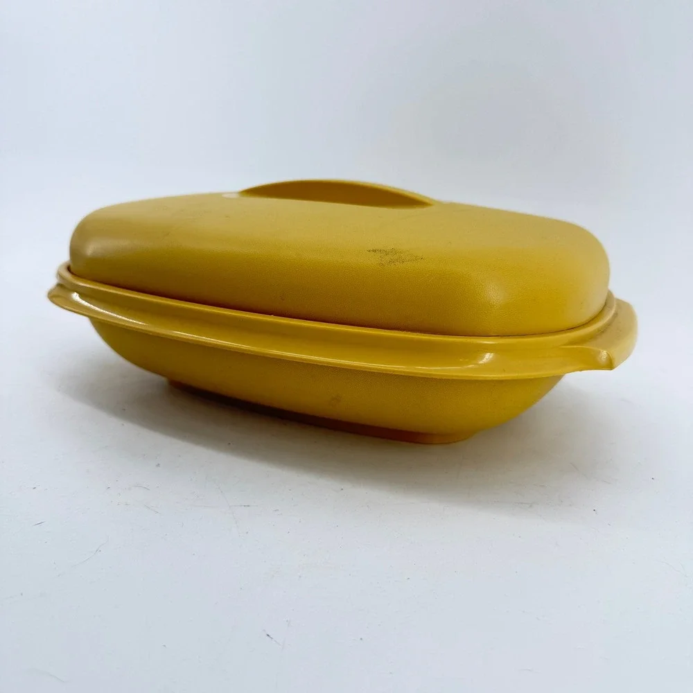 TUPPERWARE MICROWAVE VEGGIE STEAMER RICE COOKER SERVING BOWL 3PC 1273 GOLD EUC